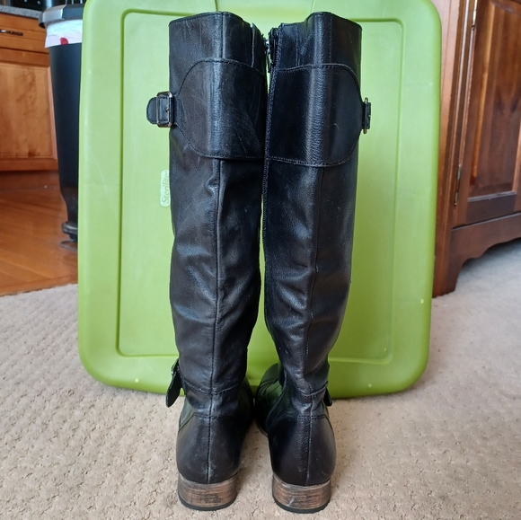 Women's Vintage 90s ALDO Knee-high Black Leather Riding Boots - Picture 4 of 5
